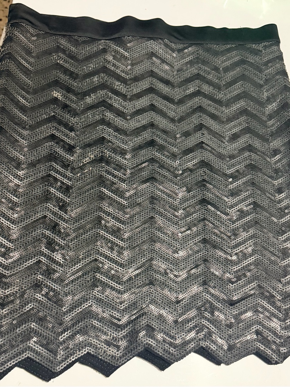 Charlotte Tarantola Black Sequin Chevron Accent Panel
